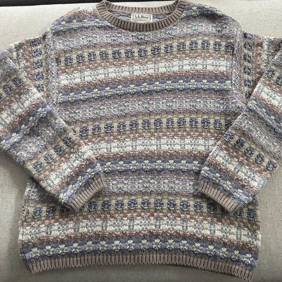 Vintage L.L. Bean Fair Isle Multicolor Patterned Women's Sweater - Picture 1 of 7